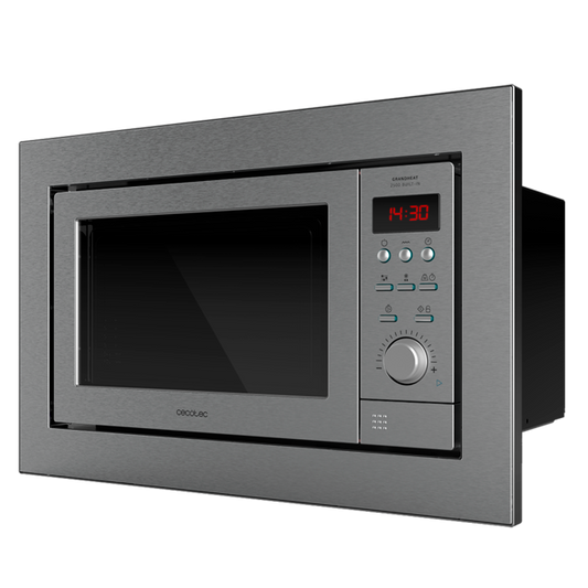 GrandHeat 2500 Built-In Steel. Microondas encastrable Digital de 900W, Integrable, 25 Litros, Grill, 10 funciones preconfiguradas, Multicooking, Quick Start