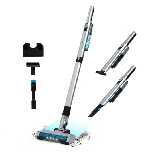 Scoba 2100 Jalisco Aspirador escoba sin cables sin bolsa con diseño ultraligero (menos de 1 kg en mano y 1,6 kg entero) y motor Digital Brushless de 210 W y 20 kPa de poder de succión.